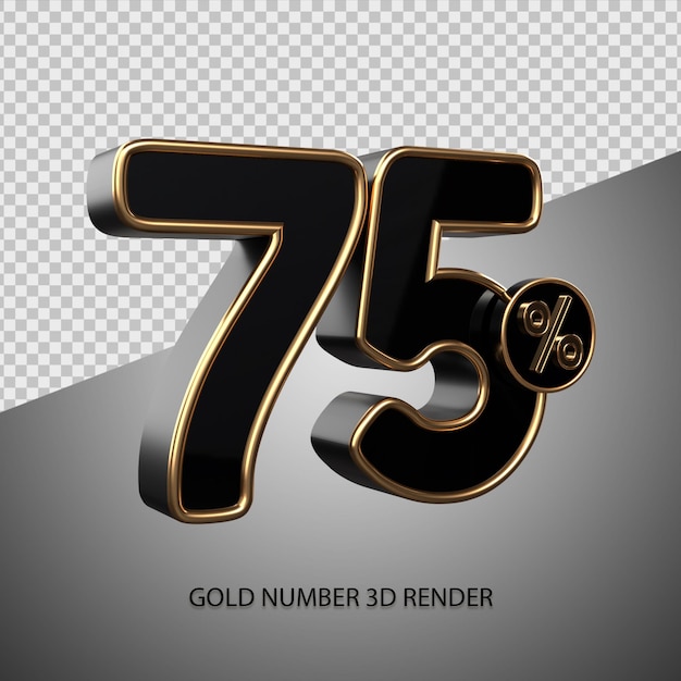 PSD 3d-rendering 75 prozent schwarzgold-verkauf