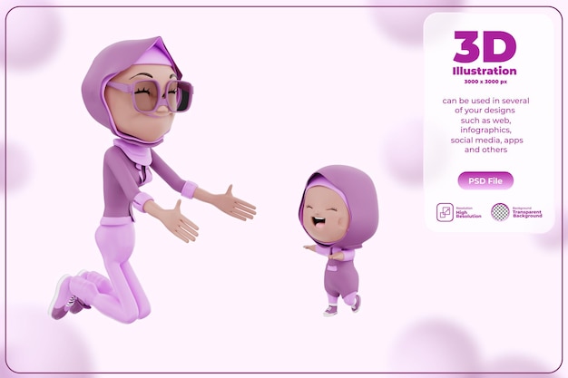 3D-Rendering Abbildung von Mutter und Kind