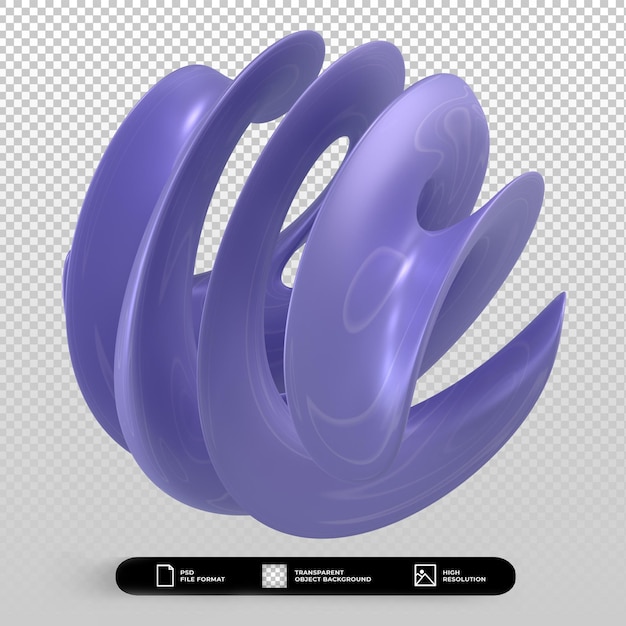 PSD 3d-rendering abstrakte form metallisch blau isoliert