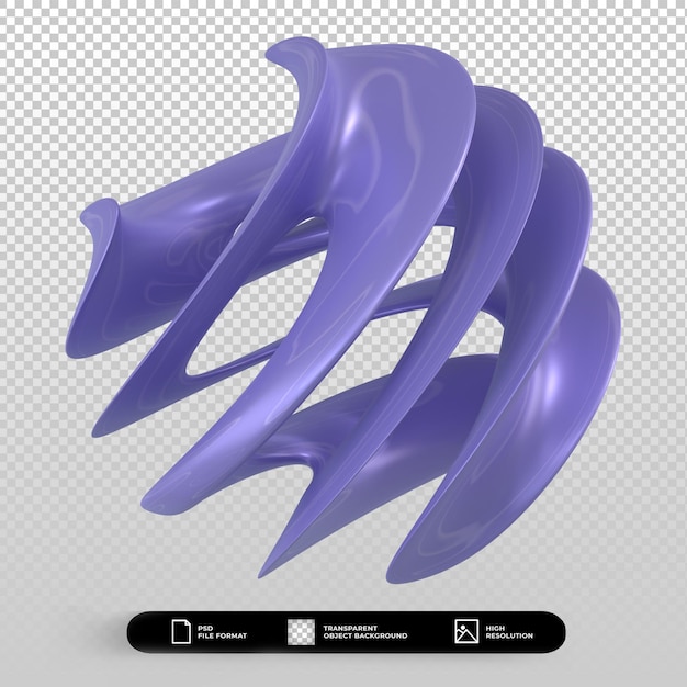 3D-Rendering abstrakte Form metallisch blau isoliert
