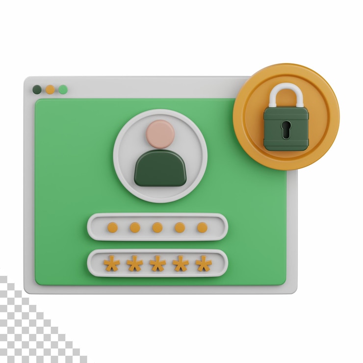 PSD 3d rendering account pin isolated useful for banking money currency finance and business design