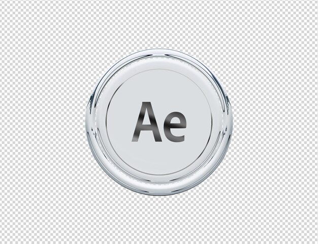 3D-Rendering Adobe After Effect-Symbol Silber glänzend