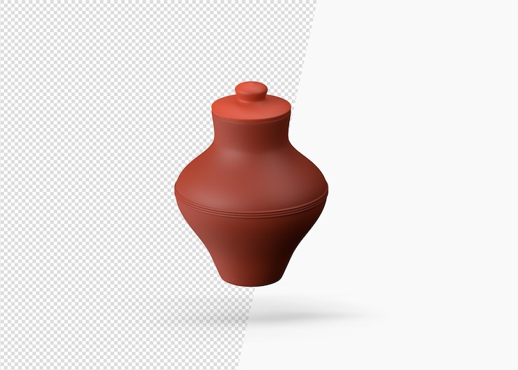 PSD 3d rendering aislado olla de agua tradicional de loza