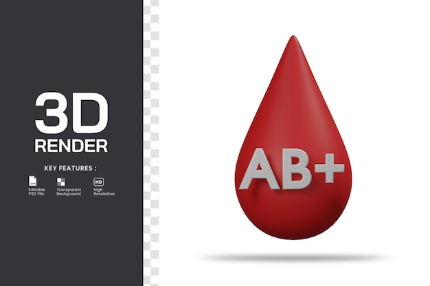 3D rendering aislado tipo de sangre ab icono negativo. Útil para la ilustración de salud.