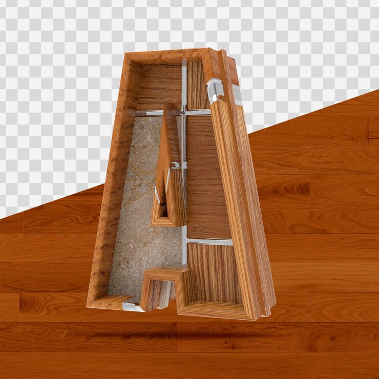 PSD 3d rendering alfabet tekstur kayu