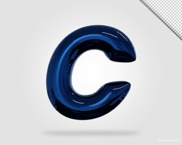 3d rendering alfabeto lettera C in stile palloncino