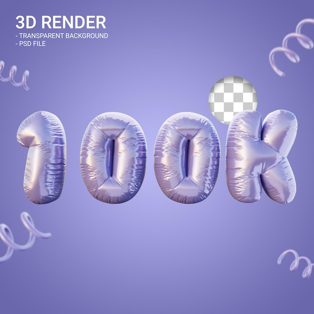 PSD 3d-rendering-alphabet 100k sehr peri lila farbe