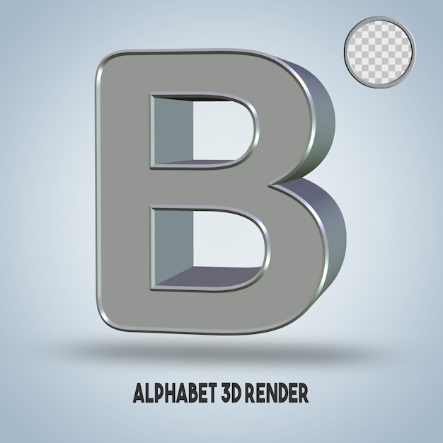3D-Rendering Alphabet B Silberstil