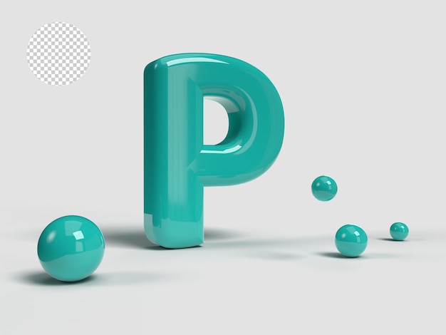 3d-rendering-alphabet-buchstaben-symbol mit transparentem hintergrund