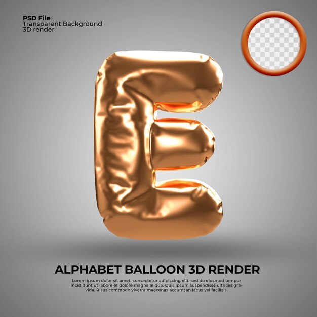 3d-rendering alphabet e ballon goldjubiläum geburtstag