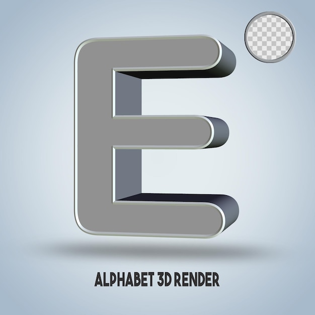 3D-Rendering Alphabet E Silberstil