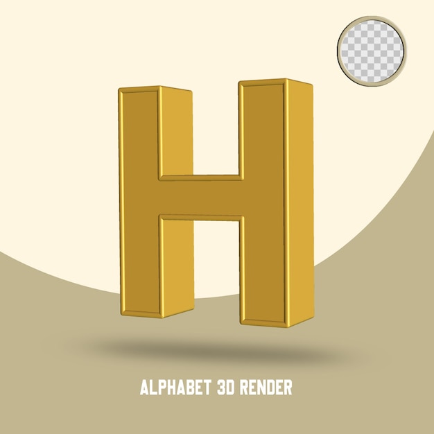 3d-rendering alphabet h goldstil