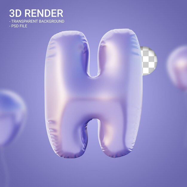 3d-rendering alphabet h sehr peri lila farbe