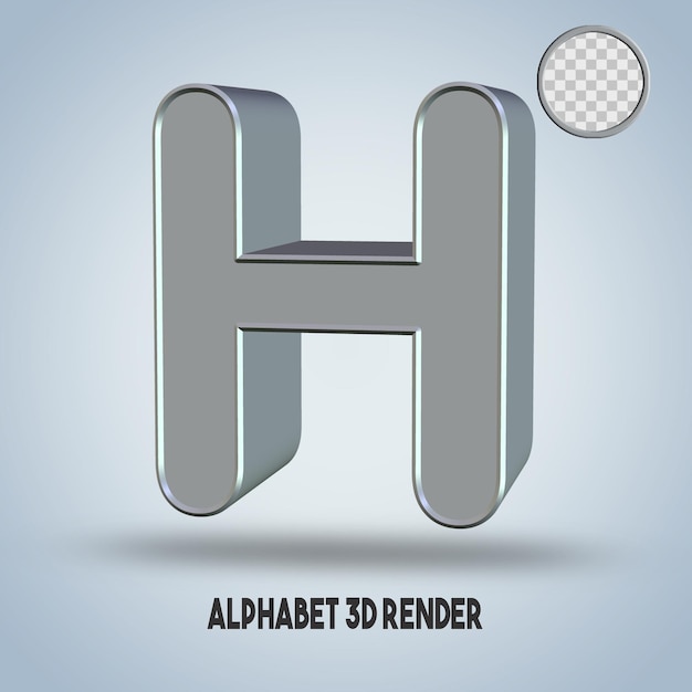 PSD 3d-rendering alphabet h silberstil