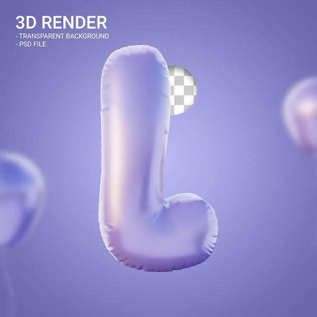 PSD 3d-rendering alphabet l sehr peri lila farbe