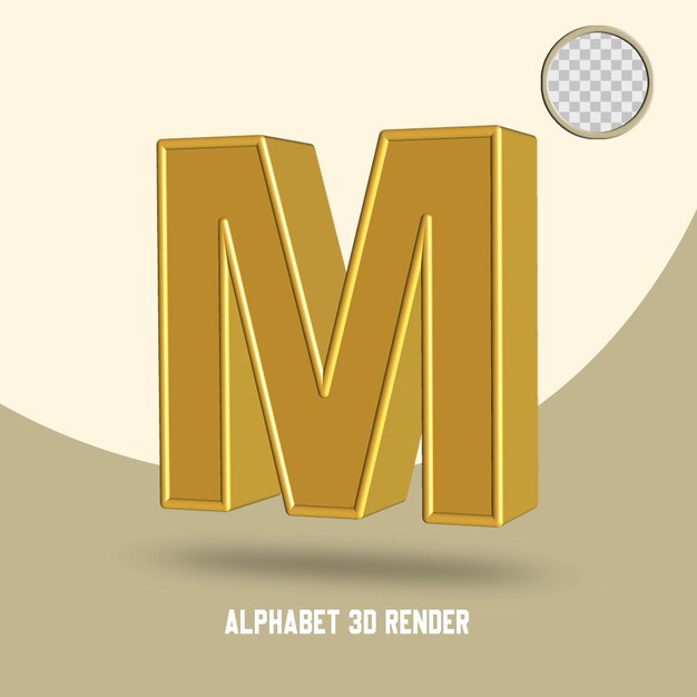 PSD 3d-rendering alphabet m goldstil