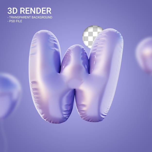 3d-rendering alphabet w sehr peri lila farbe