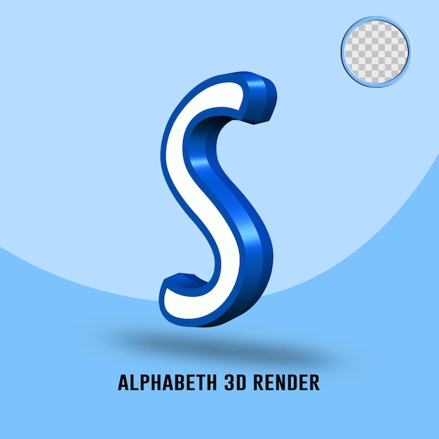 PSD 3d-rendering alphabet weiß blau