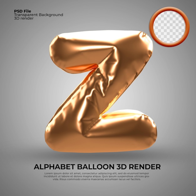 3d-rendering alphabet z ballon goldjubiläum geburtstag