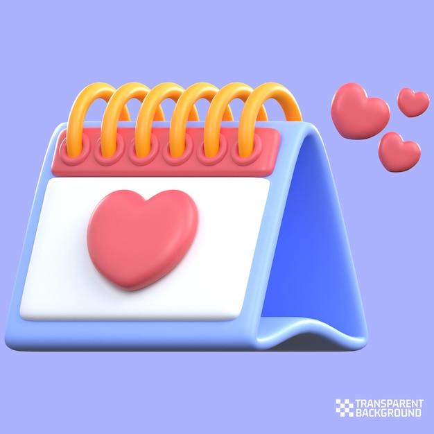 3D rendering AMOR CALENDARIO icono de San Valentín