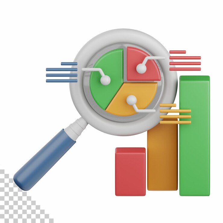 PSD 3d-rendering-analyse isoliert, nützlich für die geschäftsanalyse, geld- und finanzdesign-element