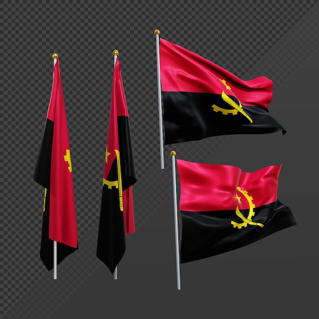 3d-rendering angola-flagge südliches afrika nation flattert und kein flattern