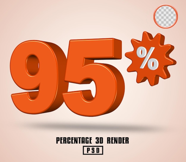 3D-Rendering-Anzahl in Prozent orange Farbe