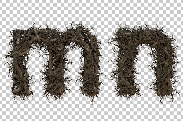 3D-Rendering-Ast-Alphabet m und Alphabet n