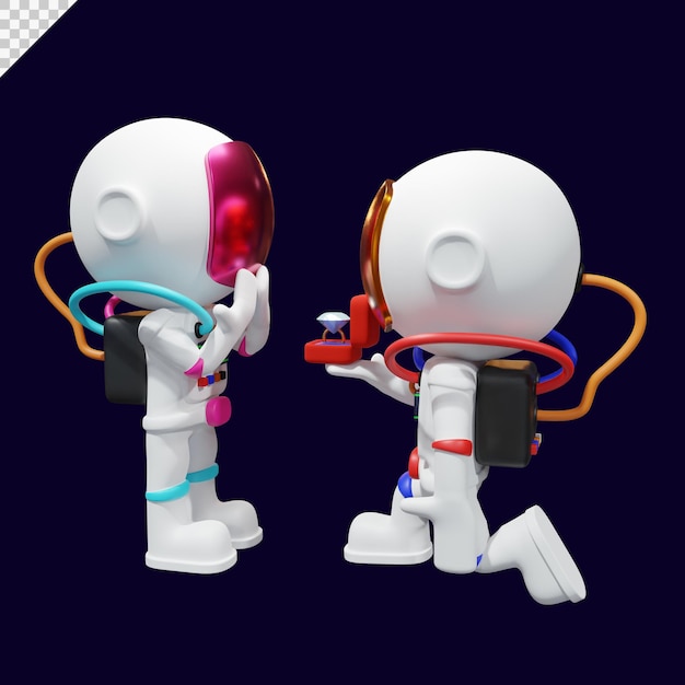 PSD 3d-rendering astronauten-verheiratete illustration