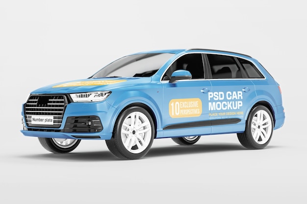 3D-Rendering-Auto-Wrapping-Mockup Vorder- und linke Perspektive
