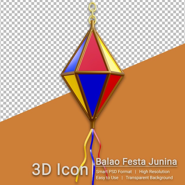 3d-rendering balao festa junina mit transparentem hintergrund