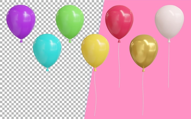 3D-Rendering Ballons bunte transparente Premium-PSD