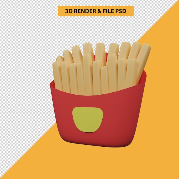 PSD 3d-rendering bereit, pommes frites zu essen