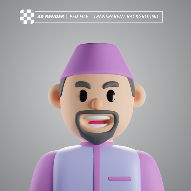 3D-Rendering-Bilder für den Avatar eines muslimischen Mannes