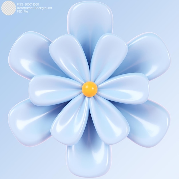 PSD 3d-rendering blaue blume auf hintergrund isoliert