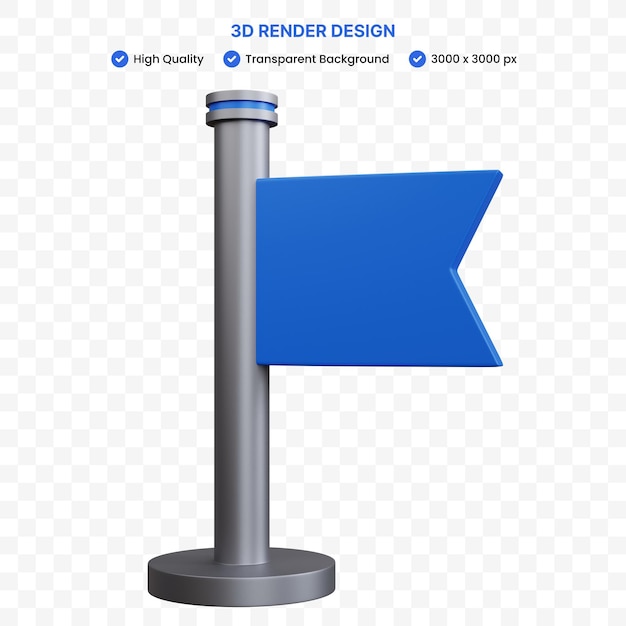 3D-Rendering blaue Flagge isoliert