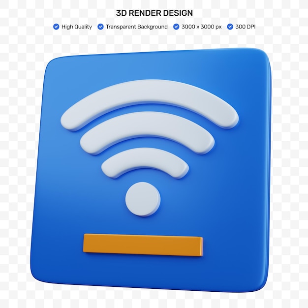 3d-rendering blaues symbol wifi isoliert