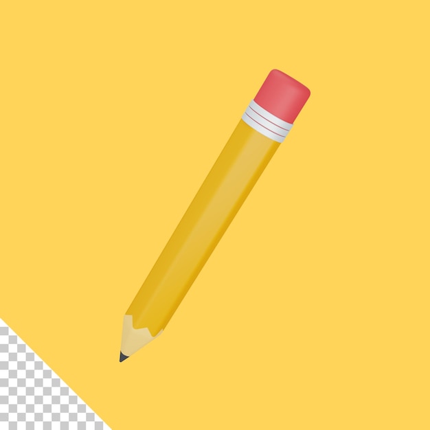 3D-Rendering-Bleistift isoliert nützlich für Bildungs- und Bürodesign-Illustrationsprämie