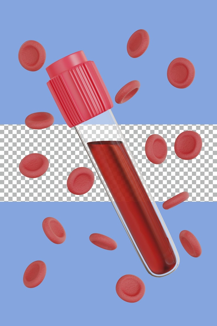 PSD 3d rendering blood test cells transparent