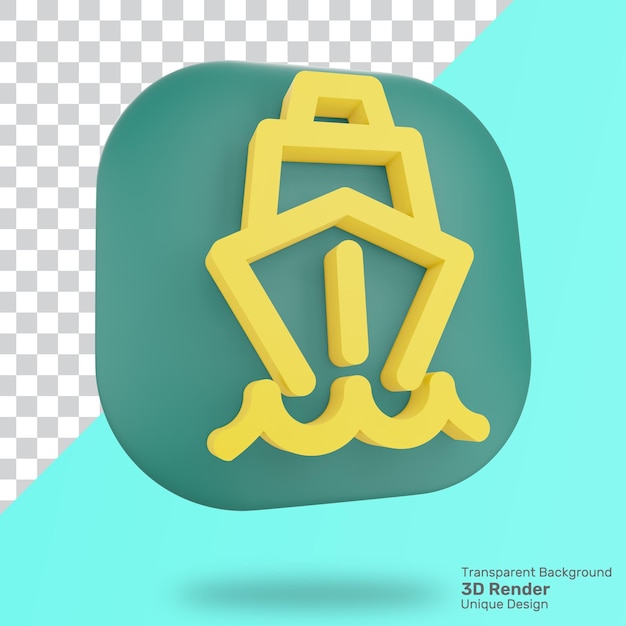 3D-Rendering-Boot-Symbol mit transparentem Hintergrund