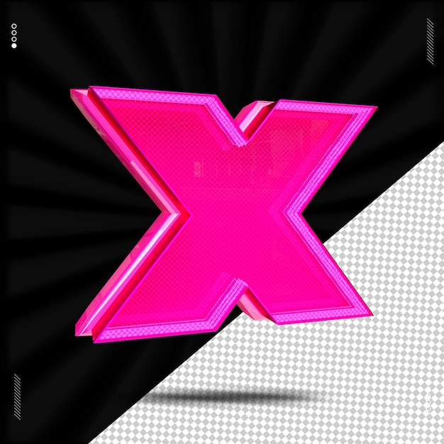 3D-Rendering-Buchstabenschrift in rosa Neon