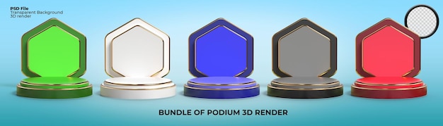 3D-Rendering-Bündel von Podium-Produktverkauf png transparent für Mockup-Produkte