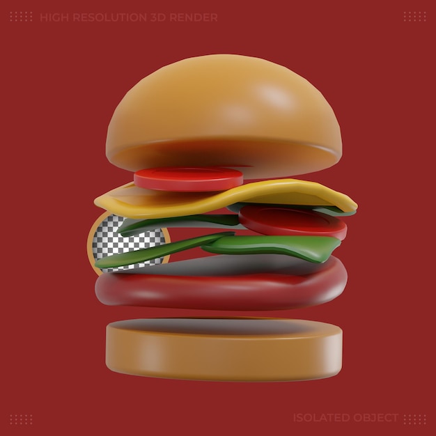 3d-rendering burger essen symbol premium-bild