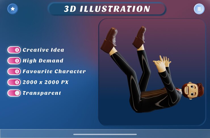 PSD 3d rendering businessman character suit and tie