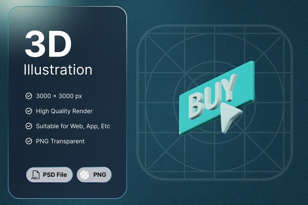 3D-Rendering „Buying Right Angel“-E-Commerce-Konzept, modernes Icon-Illustrationsdesign