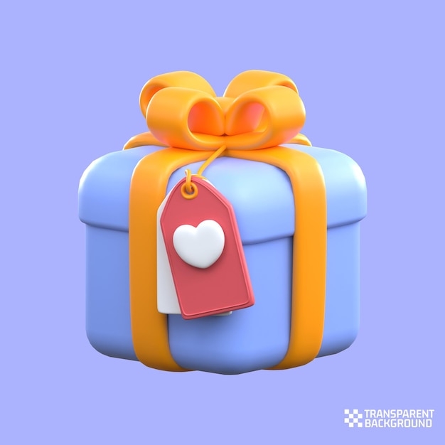 3d rendering CAJA DE REGALO CON ETIQUETA icono de San Valentín