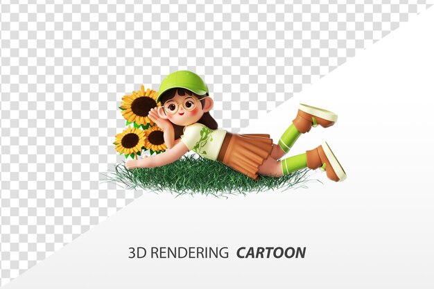 PSD 3d-rendering-cartoon-mädchen