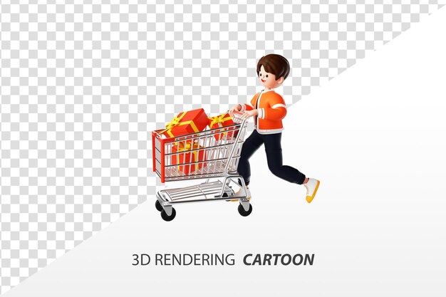 3d-rendering-cartoon-trend-shopping-männer