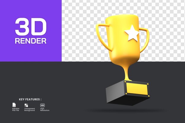 3D-Rendering-Champion-Trophäe. nützlich für Leistungs- oder Sportillustration