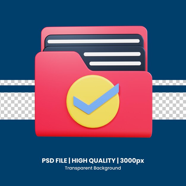 3d rendering check folder icon object